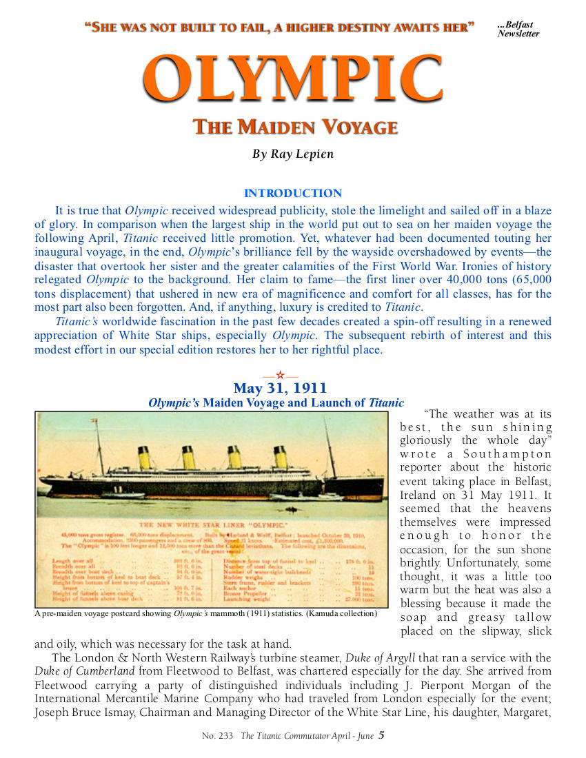 Protected: Commutator 233 Olympic Maiden Voyage Ray Lepien