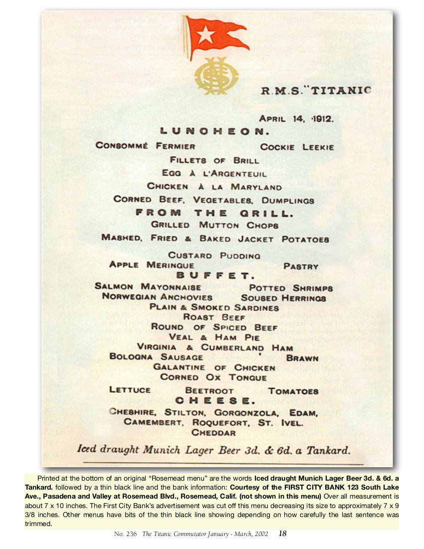 Protected: Commutator 236 The Titanic Menu
