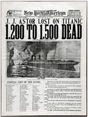 The New York American reprint of the TITANIC DISASTER story