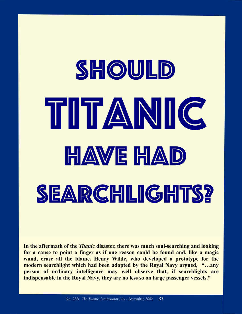 Protected: Commutator 238 Should Titanic Have Had Searchlights