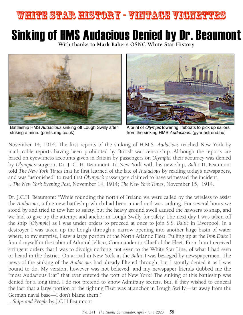 Protected: Commutator 241 Sinking of HMS Audacious Denied By Dr Beaumont Why Vintage Vignettes