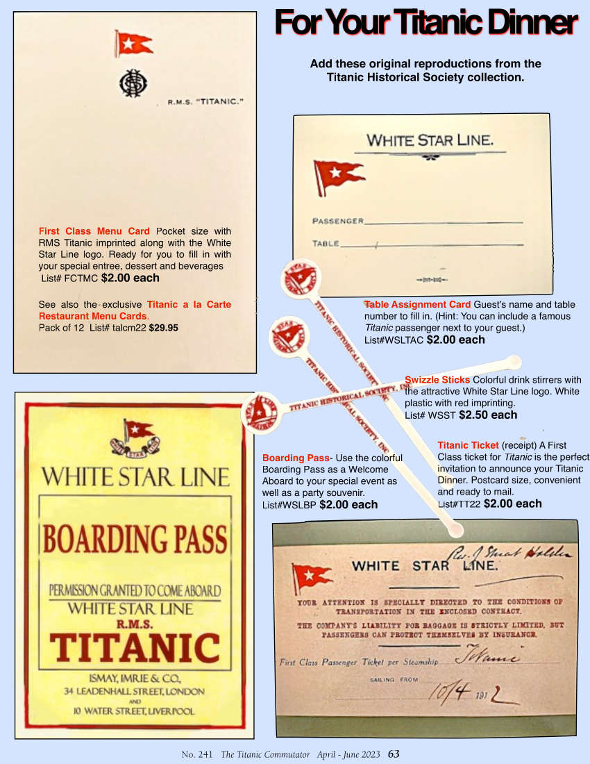 Protected: Commutator 241 Select Merchandise Titanic Dinner Package Items Ad