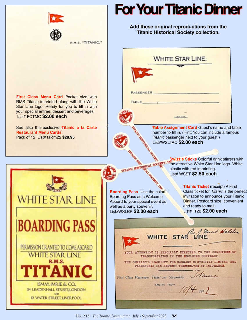 Protected: Commutator 242 Select Merchandise Titanic Dinner Package Items Ad