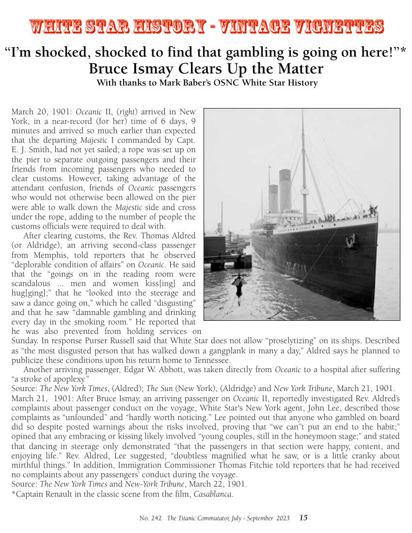 Protected: Commutator 242 I’m shocked shocked to find that gambling is going on here Bruce Ismay clears up the matter Vignettes Vintage Vignettes