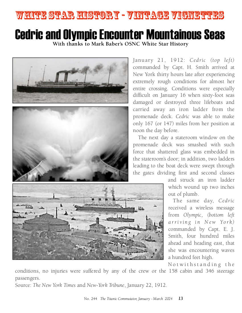 Protected: Commutator 244 Cedric and Olympic Encounter Mountainous Seas Vintage Vignettes