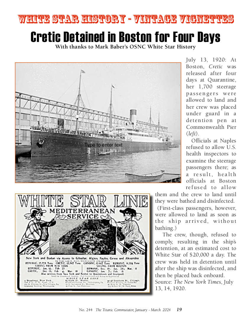 Protected: Commutator 244 Cretic Detained in Boston Vintage Vignettes