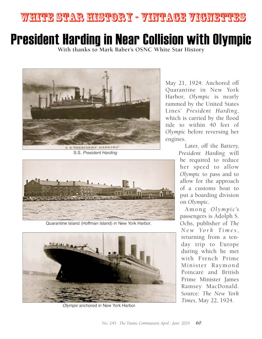 Protected: Commutator 245 President Harding in Near Collision with Olympic