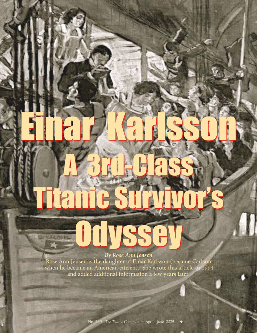 Protected: Commutator 245 Einar Gervasius Karlsso A 3rd Class Titanic Survivors Odyssey