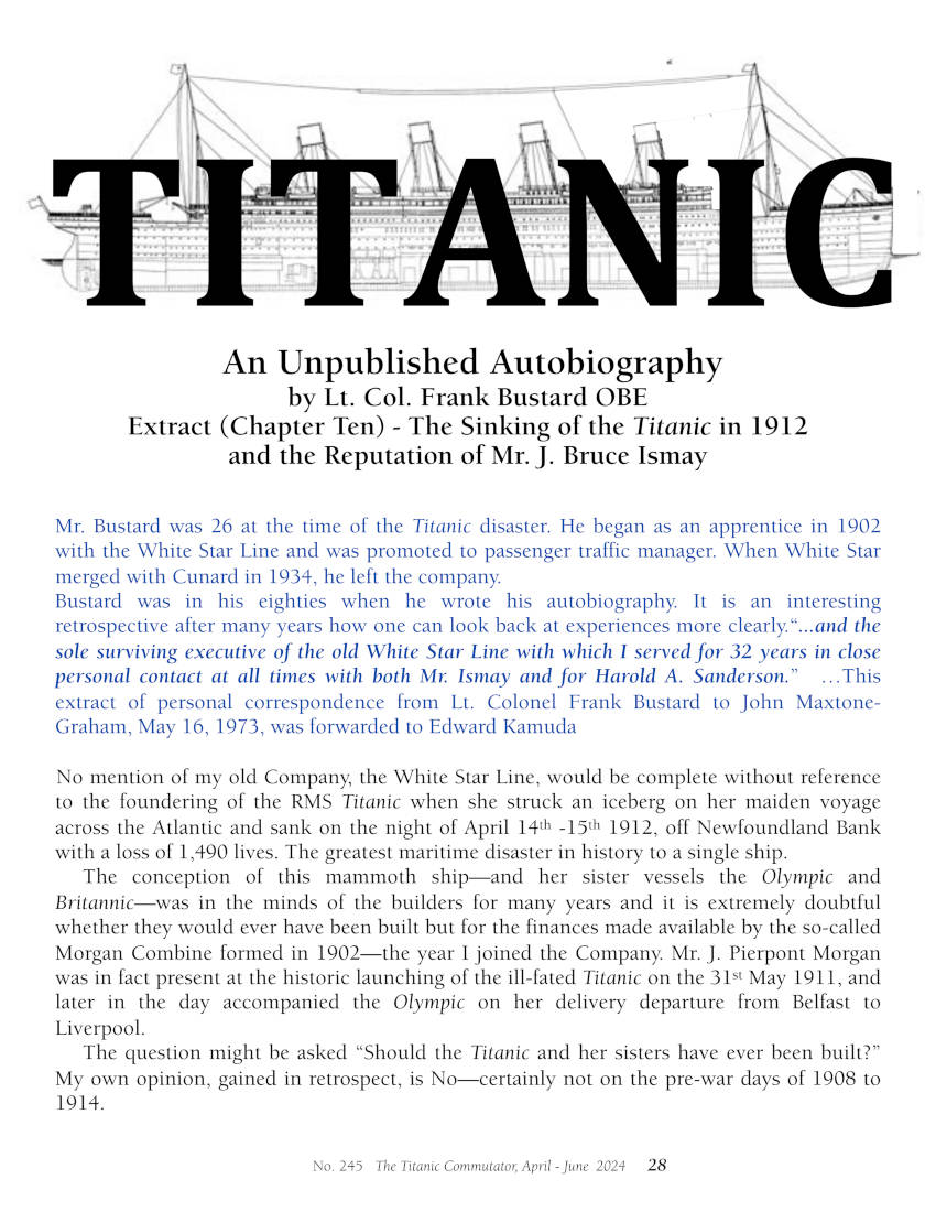 Protected: Commutator 245 TITANIC An Unpublished Autobiography Extract Chapter Ten