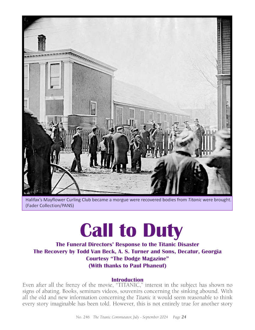 Protected: Commutator 246 Call to Duty The Funeral Directors Response to the Titanic Disaster