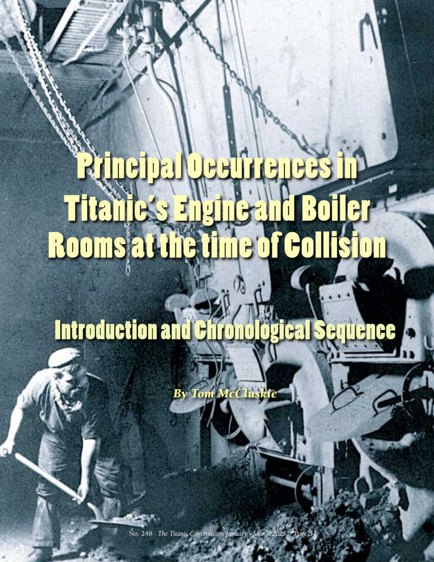 Protected: Commutator 248 Principal Occurrences in Titanic’s Engine and Boiler Rooms at the Time of Collision- Introduction and Chronological Sequence