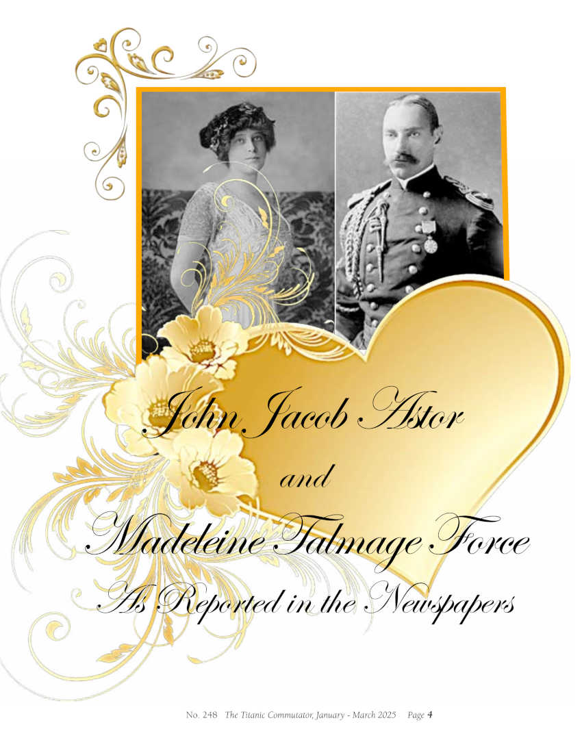 Protected: Commutator 248 John Jacob Astor and Madeleine Talmage Force As Reported in the Newspapers
