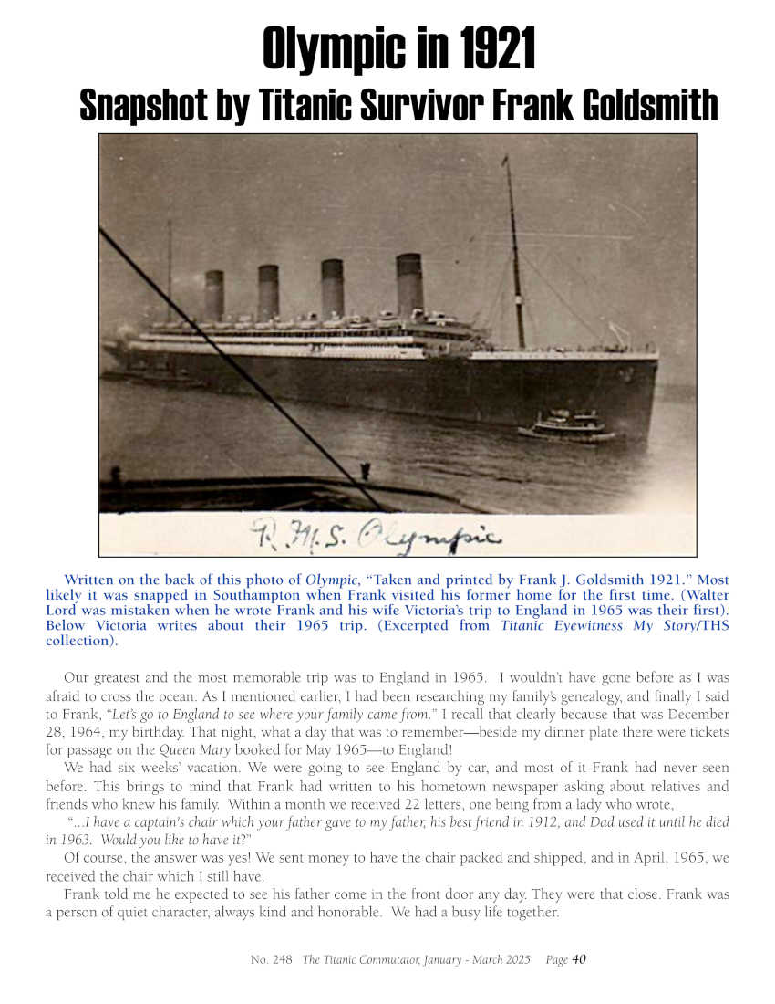 Protected: Commutator 248 Olympic in 1921- Snapshot by Titanic Survivor Frank Goldsmith