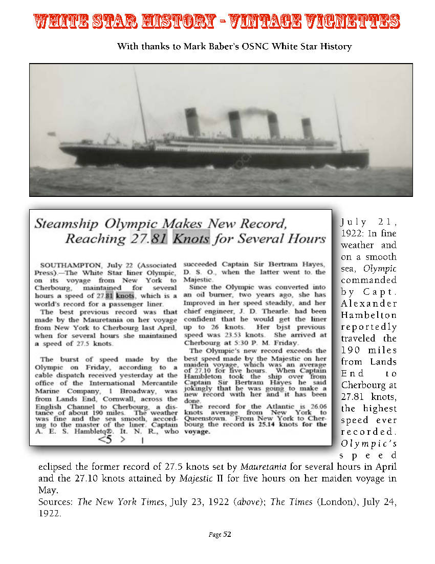 Protected: Commutator 255 Steamship Olympic Makes New Record Reaching 27.81 Knots for Several Hours Vintage Vignettes